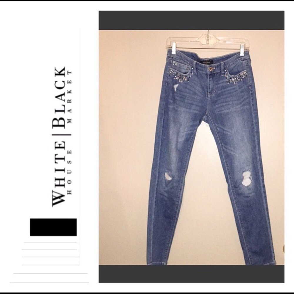 WHBM Distressed Ankle Jeans
